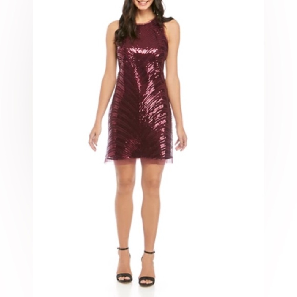 NWT Vince Camuto Plum Party Dress with Sequins - Size 6
